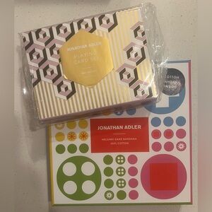 BUNDLE of Jonathan Adler Geometric Playing Card Set and Bandana Game